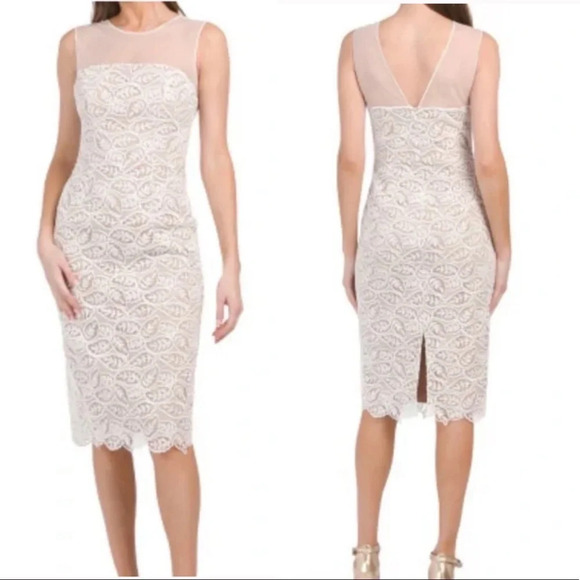 DRESS THE POPULATION Tegan Lace Midi Dress White Size XS NWT - Picture 1 of 15